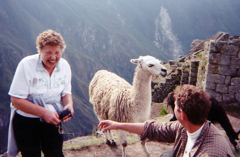 Photo of Mom and Linda at Machu Picchu in 2000